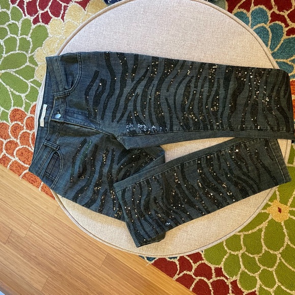 Boston Proper Zebra Glitter Strip Jeans - Picture 2 of 9